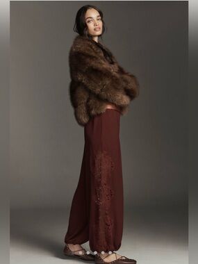 Anthropologie Wide-Leg Pants in Deep Burgundy